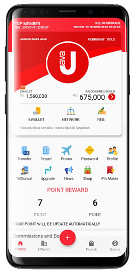 Menu lengkap aplikasi JavaMLM untuk website MLM