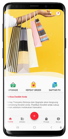 Area belanja produk dalam aplikasi JavaMLM